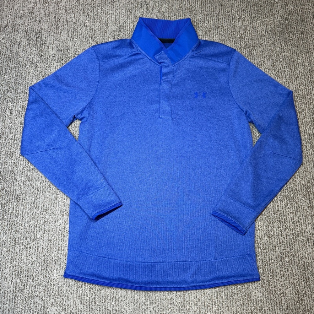 Under Armour Mens M 1/4 Snap Pullover Sweater Golf Loose Storm Long Sleeve Blue